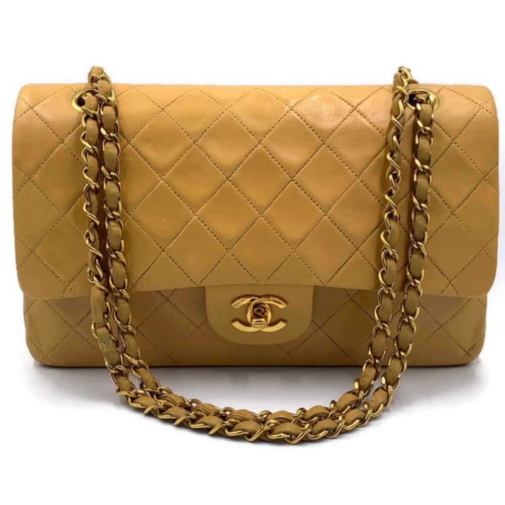 CHANEL Tan Quilted Shoulder Bag